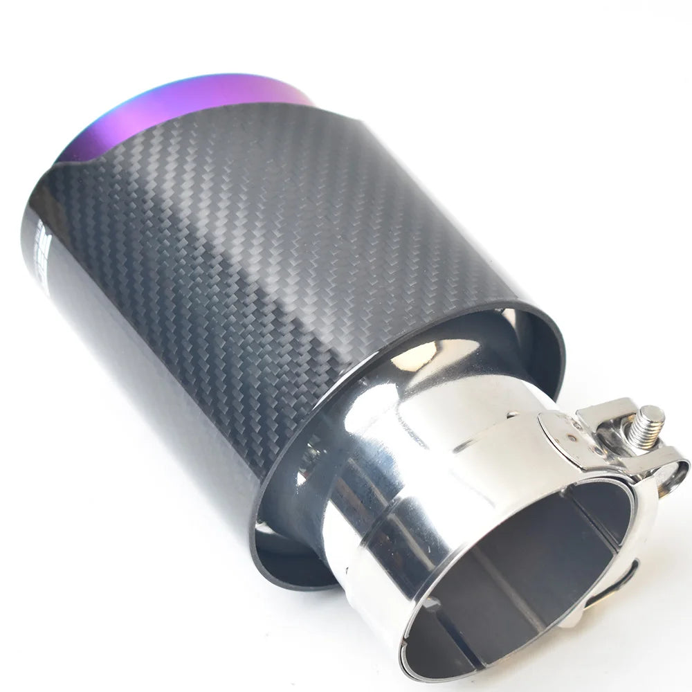 Purple Brunt Universal Car Stainless Steel Muffler Tip End Pipe Twill Glossy Fiber Carbon Accessory
