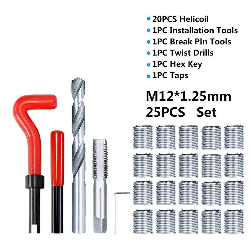 XCAN Thread Repair Kit M3 M4 M5 M6 M8 M10 M12 M14  Screw Thread Inserts For Restoring Damaged Threads Repair Tools Drill Bit