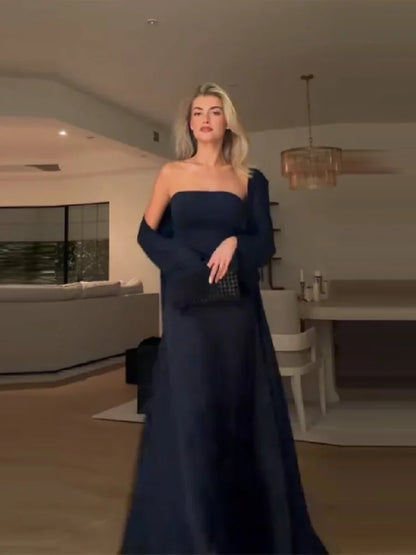 Retro Elegant Gown Modest Satin Sexy Trendy Women Maxi Dress Holiday Party Stylish Chic Minimalist Ladies Evening Outfit
