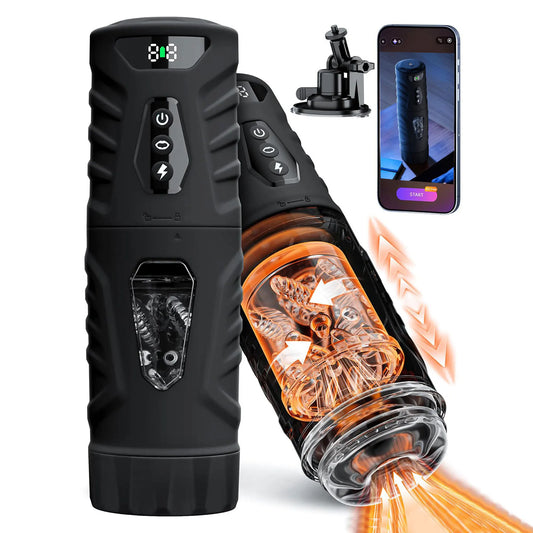 Automatic Rotating Vibrating Male Masturbator Penis Pump Thrusting Suction AI Sync Sex Machine LCD Pocket Pussy Sex Toys for Men