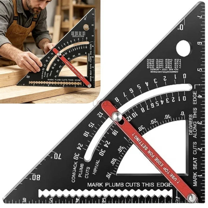 Adjustable Triangle Ruler Aluminum Alloy Angle Marking Ruler Woodworking Multifunction Gauge Woodworking Measuring Tool