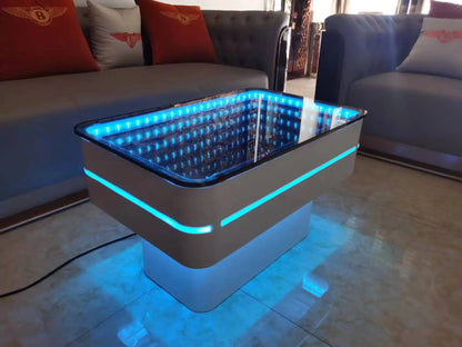 Contemporary Design Luxury LED Infinity Mirror Effect Stainless Steel KTV Table Luminous Bar Table For Night Club Karaoke Room