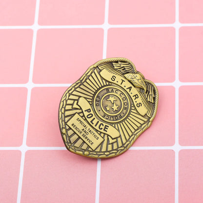 Game Resident Evil Raccoon City Badge Keychain STARS Brooch 1969 Police Badge Pin Hat Lapel Clothing Accessories Souvenir Badge