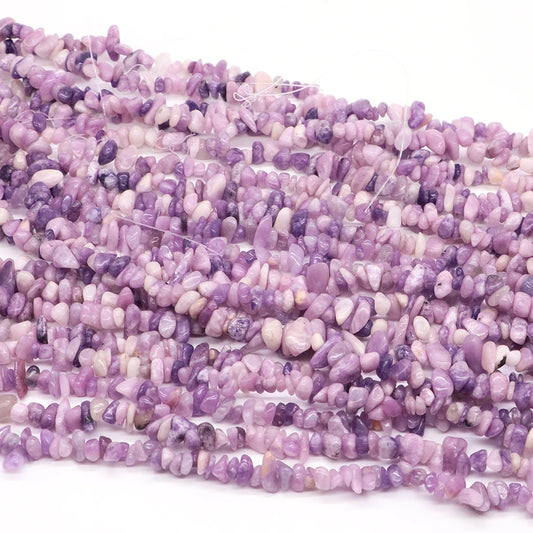5-8mm Natural Irregular Lilac Lepidolite Stone Beads Gravel Chips Loose Spacer Beads for Jewelry Making DIY Bracelet Necklace