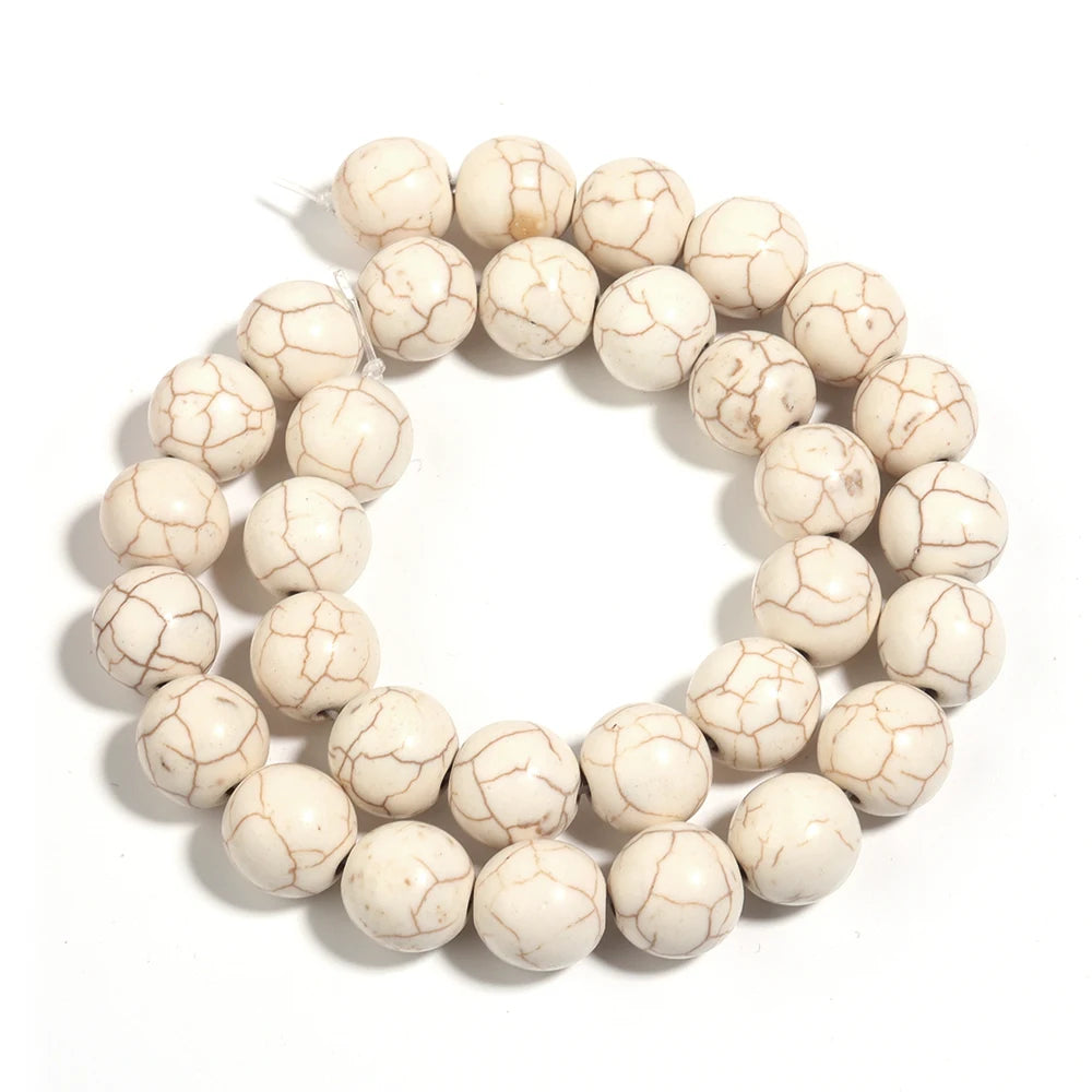 Natural White Turquoises Stone Beads 3-16mm Gemstone Spacer Bead for Jewelry Making DIY Bracelet Necklace Beaded Accessories