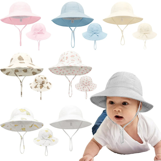 Spring Autumn Soft Baby Bucket Hat Dot Print Muslin Cotton Fisherman Hats Children Summer Toddler Boys Girls Panama Sun Caps Kid