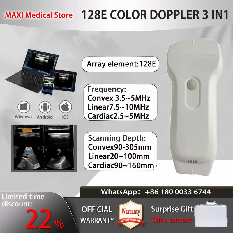 Portable WIFI Ultrasound Scanner Machine Wireless Ultrasound Probe Scanner Machine Support iOS Android Windows Free Suitcase