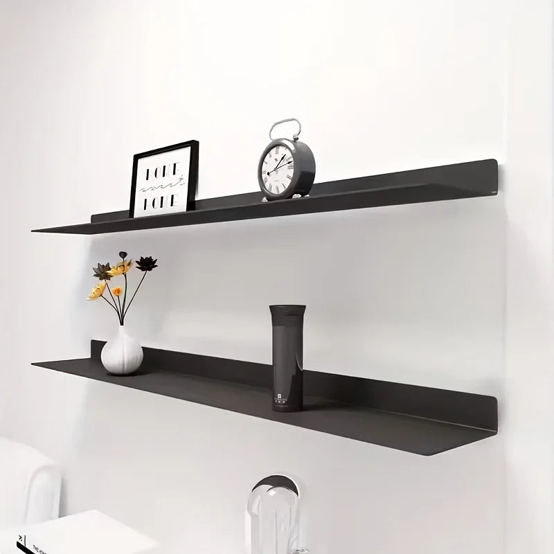 1pcModern Minimalist Floating Shelf-Mounted Bookcase & Display Shelf with Heavy-Duty Iron, Black/White Suitable for Home Office