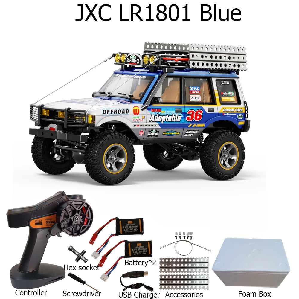 JXC LR1801 1/18  RC Car 4WD 2.4G Remote Control Car Full Proportion Dual Speed Simulation LED Climbing Off-road RC Toy As Gift