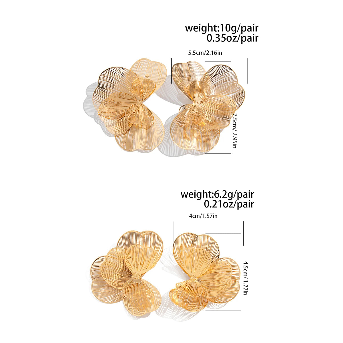Ingemark Creative Chic Petal Flower Stud Earrings for Women Trendy Wed Bridal Gold Color Piercing Earring Daily Jewelry Gifts