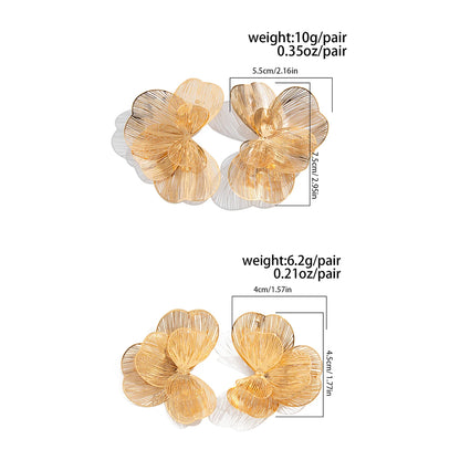 Ingemark Creative Chic Petal Flower Stud Earrings for Women Trendy Wed Bridal Gold Color Piercing Earring Daily Jewelry Gifts