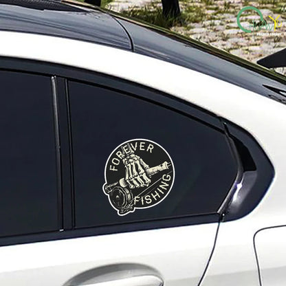 Forever Fishing Reel Sticker for Tackle Box Toolbox NEVER Tire of Fishing Decal JDM Funny Car Stickers Waterproof