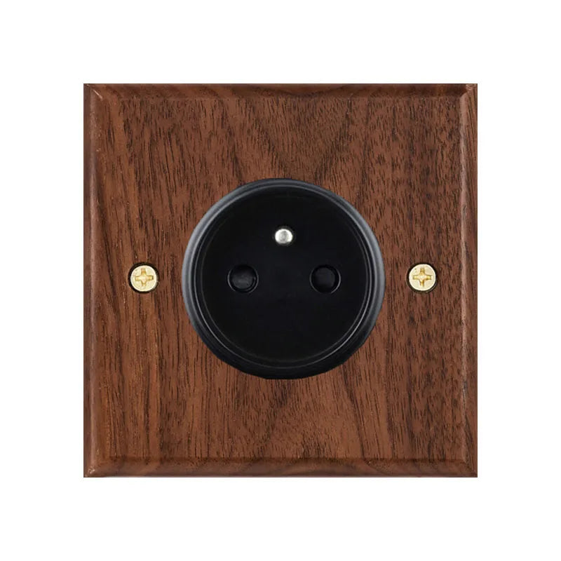 Black walnut wood retro British light switch socket, bedside wall lamp switch LED dimmer, pure wood brass toggle switch board
