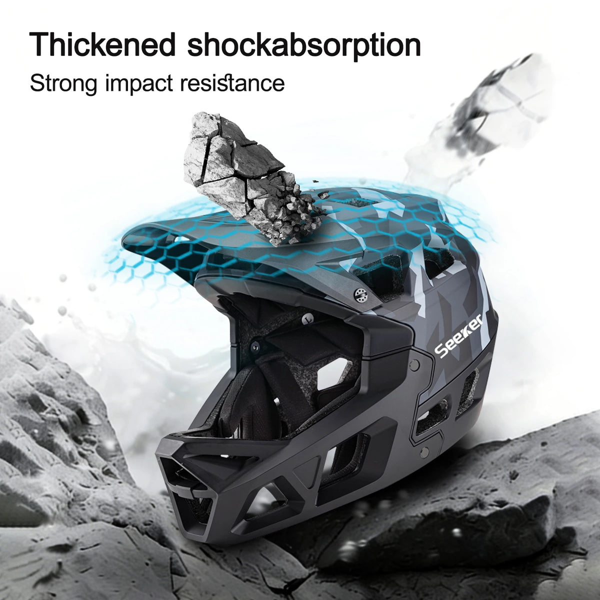 UMUSEEKER Bicycle Cross-Country Full-Face Helmet, One-Piece Impact-Resistant Adult Mountain Biking Downhill Safety Protective He
