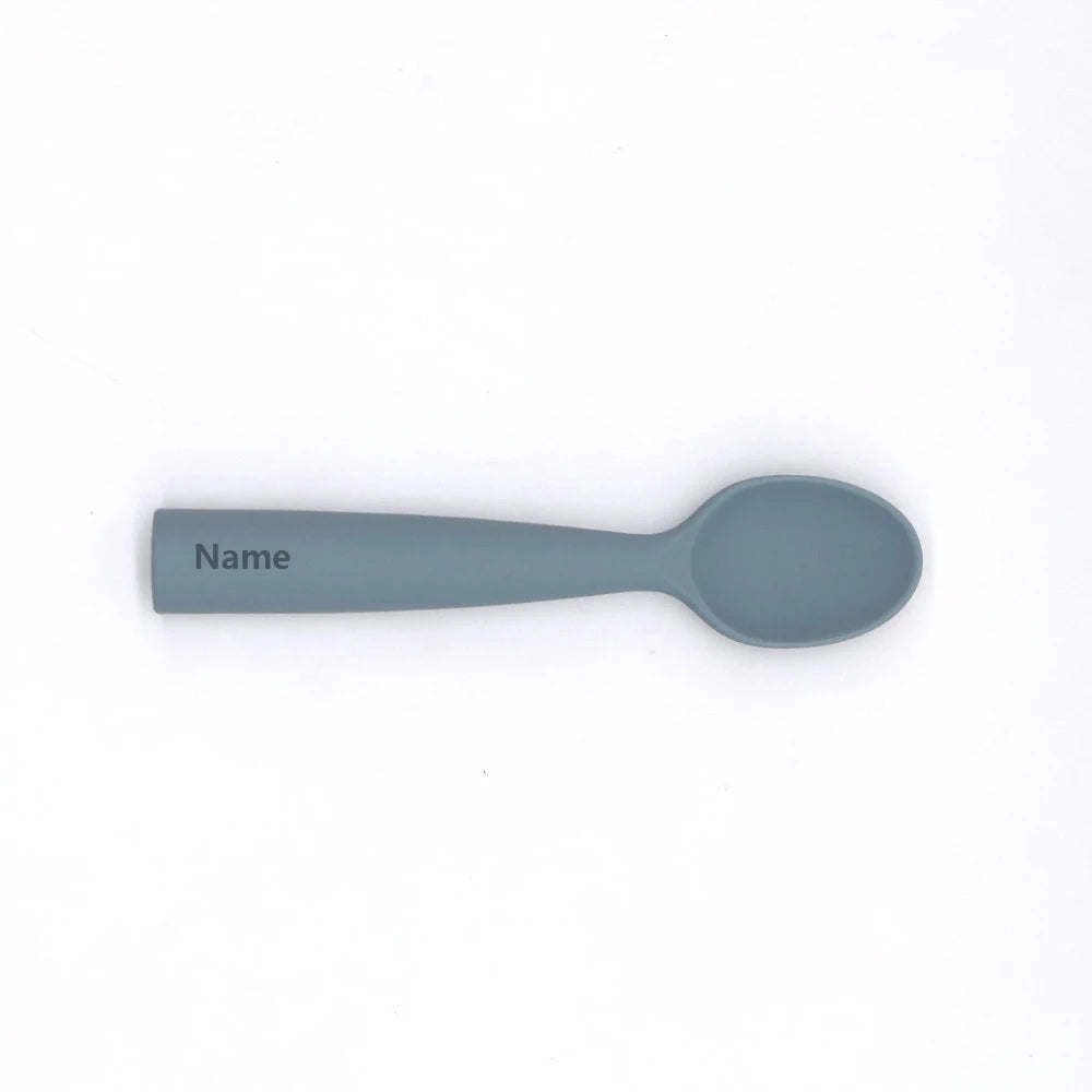 Silicone Spoon Personalized Custom Name Silicone Material Soft Spoon Baby Practice Use Suitable