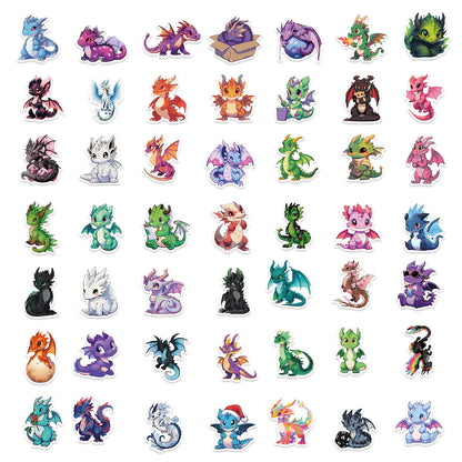 50-100pcs Cartoon Cute European Dragon Stickers Pack for Scrapbooking Laptop Travel Luggage Laptop Wall Car Decoration Decal