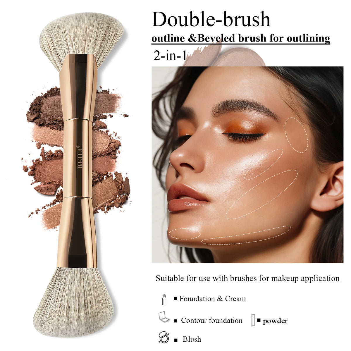 BEILI Major Sculpture Dual-ended Sculpting Brush for Makeup