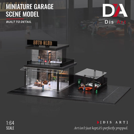 Diorama 1/64 Double-storey Auto Club Model: City Street Parking Lot Building Model Die-cast Car Garage Display Case
