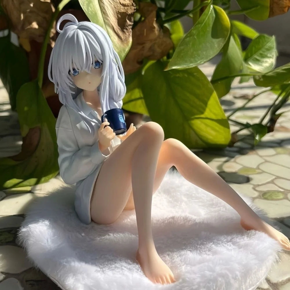 Hot The Journey Of Elaina Sitting In Pajamas Anime Girl Figure 11cm Model Statue Collection Desktop Decoration Toys