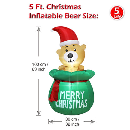 Christmas Inflatable Decorations - Gingerbread Man, Glowing Snowman, Branch Snowman, Gift Bag Snowman LED Light Lawn Decorations