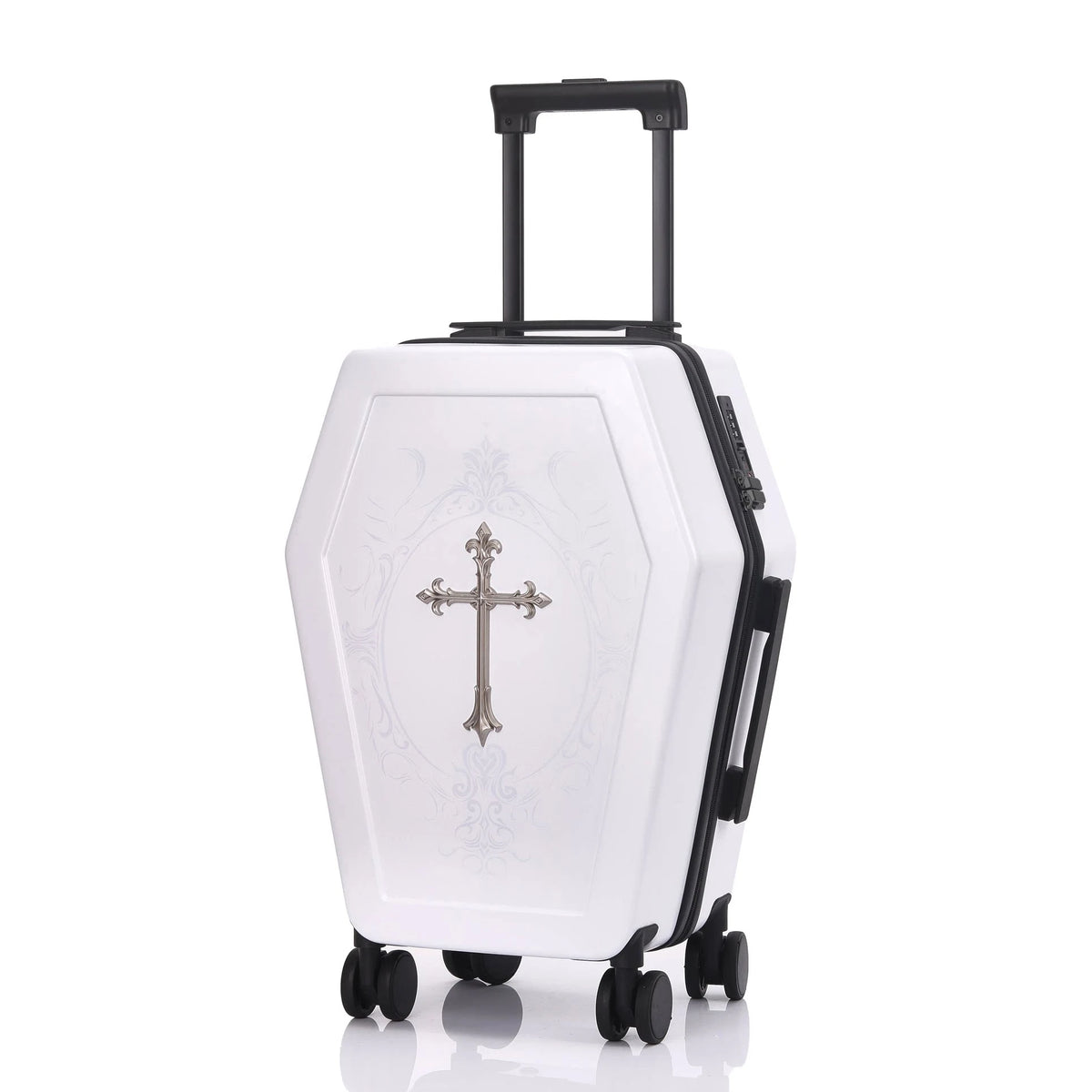 Unique Design Gothic Coffin Suitcase Halloween Travel Bag Black Retro Trunk Vampire Themed Suitcase Dark Aesthetic Luggage