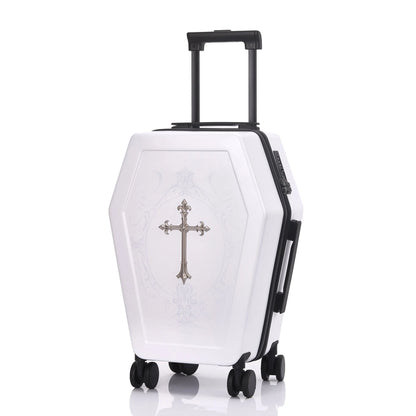 Unique Design Gothic Coffin Suitcase Halloween Travel Bag Black Retro Trunk Vampire Themed Suitcase Dark Aesthetic Luggage