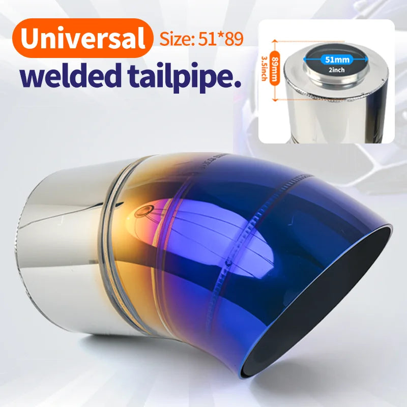 Universal 51mm 63mm Exhaust Muffler Tip Stainless Steel Welded Tailpipe Muffler Nozzle 2 Inch 2.5 Inch Exhaust Car Accessories