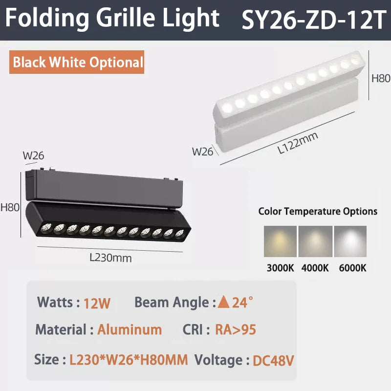 6MM Ultra Slim Magnetic Track Light Surface Mounted Ceiling Rail DC48V Modern LED Lamp Black White Magnet Rail Lamp Spotlight
