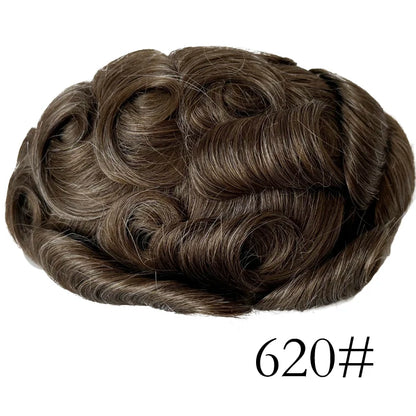 0.08mm Thickness PU Poly Base Double Knotted Toupee Human Hair Durable Time Long Lifespan Men's Capillary Prothesis