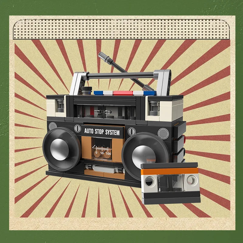 DIY Retro Electrical Appliances Furniture TV Computer Tape Walkman Game Consoles Radio Building Blocks Model Bricks Sets Toys
