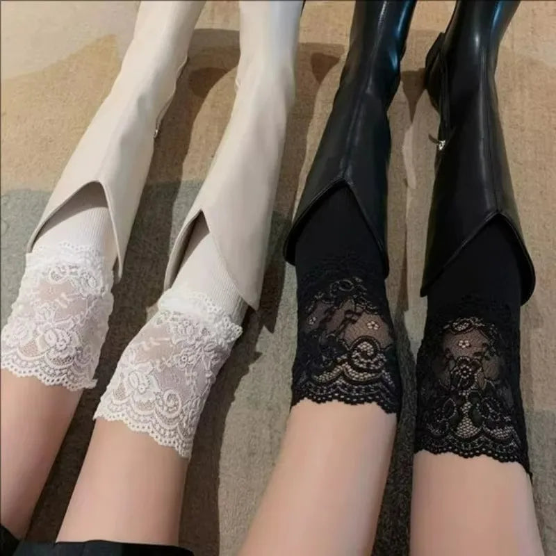 1/2pairs Korean Sexy Lace High Stockings Women Girls Thigh High Over The Knee Stockings Lolita Ladies Girls Warm Boot Long Socks