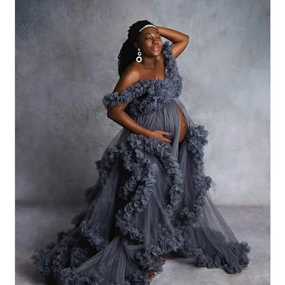 Sexy Maternity Gowns Photoshoot  Ruffles baby shower платье для беременных فساتين حوامل vestidos para embarazadas photoshoot