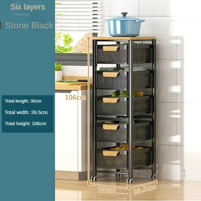 Household Movable Narrow Kitchen Organizer Cart With Wheel Multi-layer Vegetable Auxiliary Cartss Drawer Type Kitchen Trolleys k