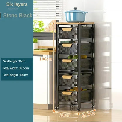 Household Movable Narrow Kitchen Organizer Cart With Wheel Multi-layer Vegetable Auxiliary Cartss Drawer Type Kitchen Trolleys k