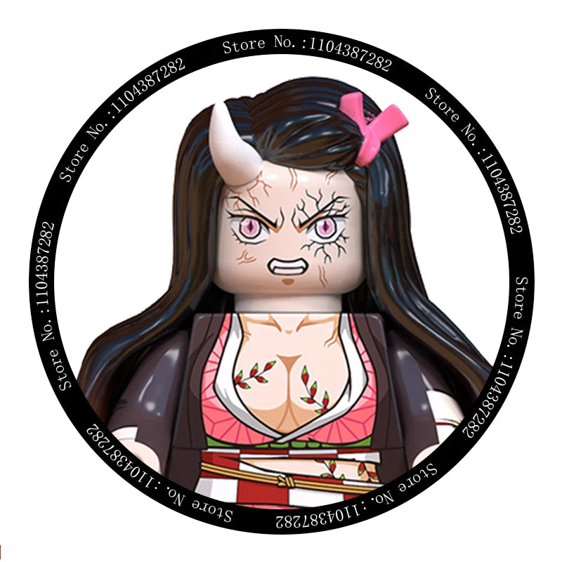 Demon Slayer Miniatures, Tan Errou, NeiZuko, Guiyou, Shinobu, collectible action figures, children's assembled toys, gifts.