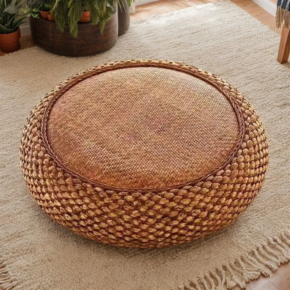 Rattan Low Stool Living Room Household Round Stool Aquatic Grass Rattan Creative Sofa Leisure Balcony Bay Window Seat Pier