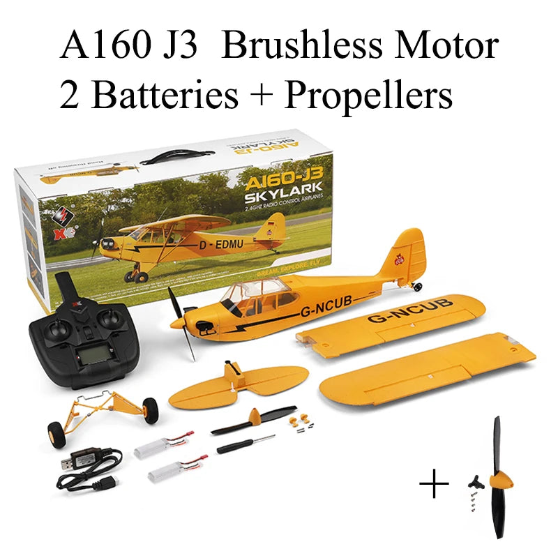 Hot Sale RC Plane RTF 2.4G Brushless Motor 3D/6G Remote Control Airplane  Wltoys A160 Upgraded J3-CUB Ready To Fly