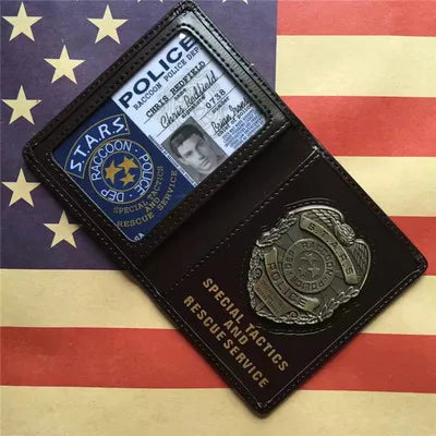 Resident Evil Leon Chris Jill Ada Rebecca Metal Badge ID S.T.A.R.S. Police Badge Case With Customizable Cosplay Accessories