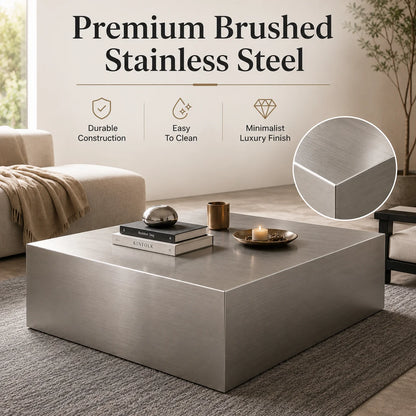 Modern Stainless Steel Coffee Table Square Rectangular Minimalist Center Tea Table for Living Room Apartment Hotel Furniture