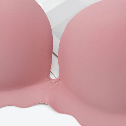 2PCS Women's Solid Color Wavy Edge Seamless Bras One-Piece Wire Free Sexy Push-Up Bra Female Fashion Comfortable Bras Lingerie