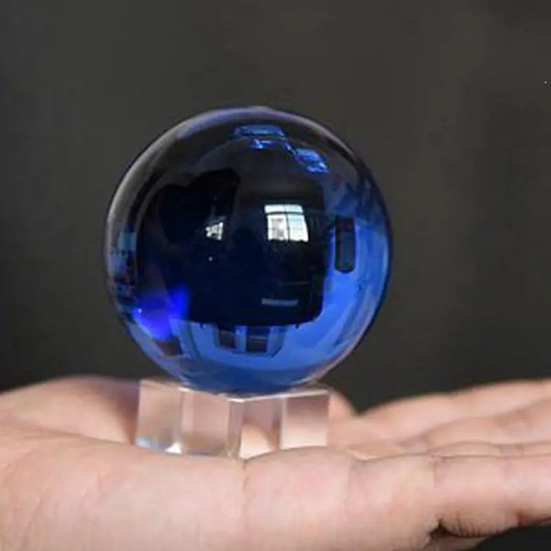 40MM Blue Crystal Ball Ornaments Asian Rare Natural Magic Glass Ball Healing Sphere Photography Decoration Home Decorative Balls