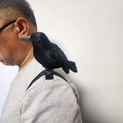 Halloween Simulation Crow Shoulder Crow with Elastic Band Dance Cosplay Costume Accessories Crow Props Holiday Ornaments