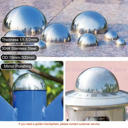 Thick 1/1.5/2mm Mirror Polished 304 Stainless Steel Hollow Hemisphere Half Sphere Wall Decor Furniture Elevator Decor Dome Cap