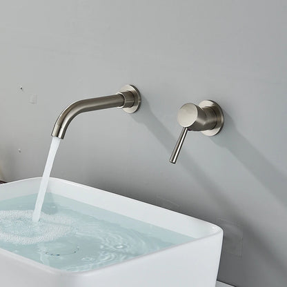 Golden Basin Faucet Bathroom Mixer Sink Tap Wall Mounted Hot Cold Water Tap Single Handle Rotating Spout Bathroom Faucet