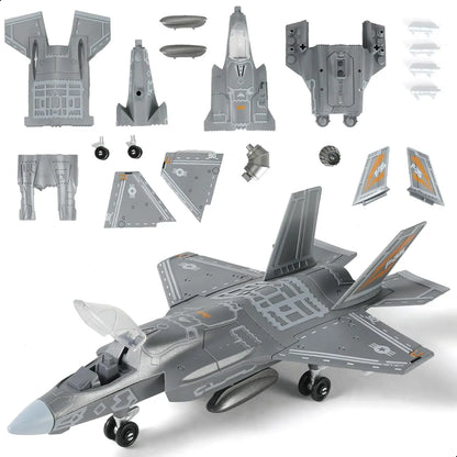1:72 Scale F-35 Fighter Jet Quick Build Model Kit Plastic Millitary F35 Airplane Toy Assembly Aircraft Model with Stand for Kids