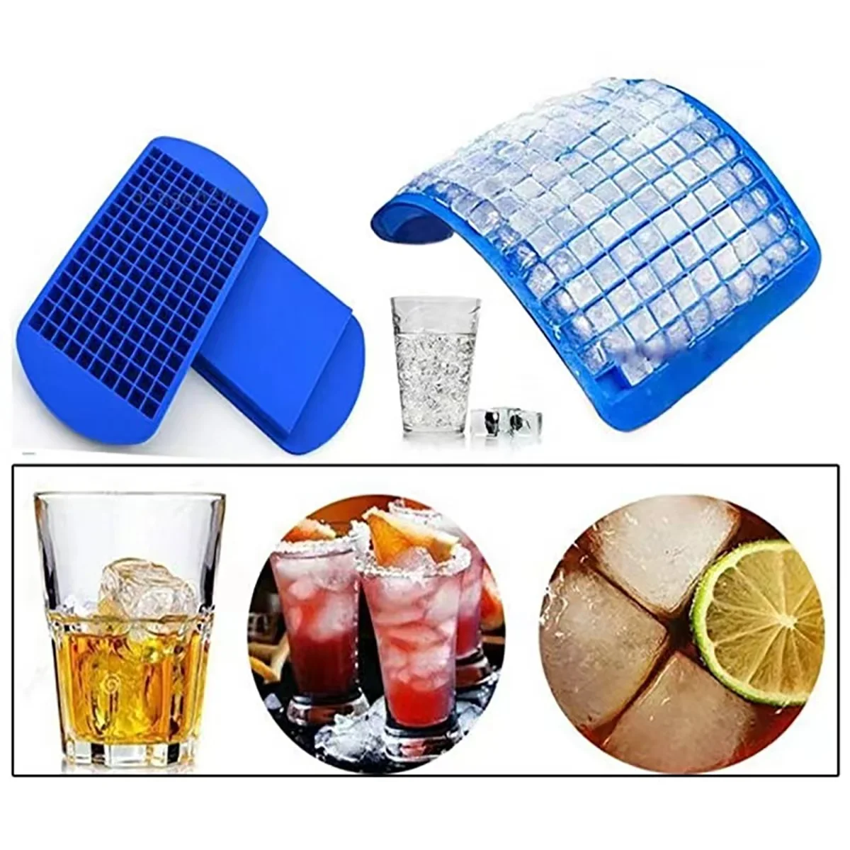 1 Piece Silicone Mini Ice Tray, 160 Ice Cube Molds, 1cm Small Ice Cubes, Summer Home Ice Tray Mold