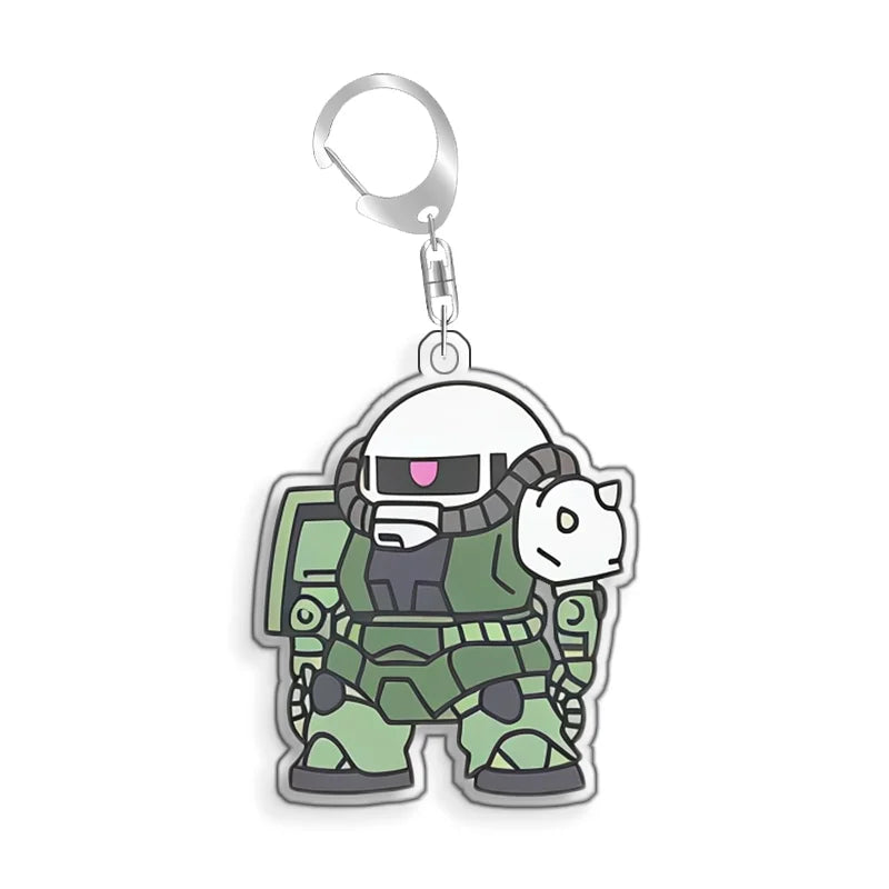 Keychain for Gundam MS-06S Zaku Ll White Cabin Backpack Pendant Anime Game Fans Gift Recycled Acrylic Decoration Rare Card Toy