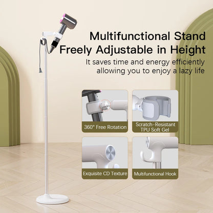 Floor-Standing Hair Dryer Stand for Lazy Person Adjustable Height Non-Slip Base Durable Plastic And Metal Storage for Bathrooms