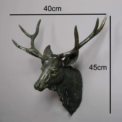 Deer Head Wall Mount Decor 17.5 inch Faux Deer Head Sculpture for Bar Background Wall Mount Home Living Room Wall Art Christmas