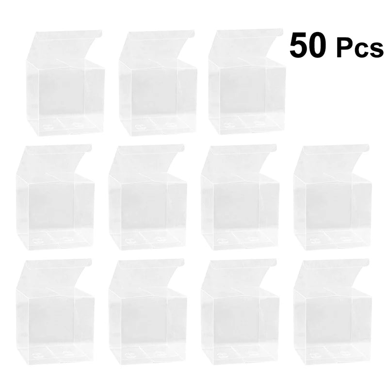 50PCS Transparent Gift Box Candle Packaging Gift Box 5*5*5cm PVC Wedding Candy Box Wedding Party Supplies Gift Packaging